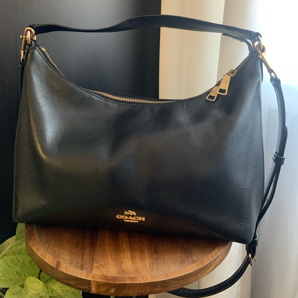 Coach Celeste Black Leather Convertible Shoulder/Hobo Bag